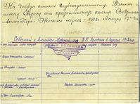 Хоры Богородице-Рождественского собора и Александро-Невской церкви (об.) — Хоры Богородице-Рождественского собора и Александро-Невской церкви. В центре – регент, Орловский Василий Платонович. В верхнем ряду Василий Михайлович Серов, известный общественный деятель г. Кургана. 1912. Фото из архива Александра Орловского (Курган).